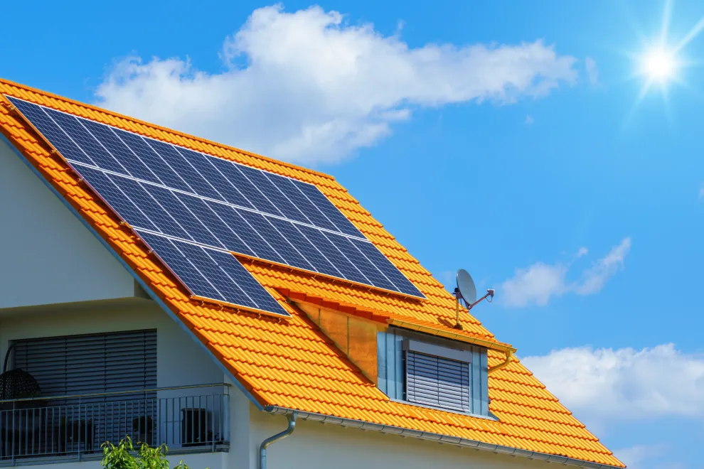Solar panels on roof 
